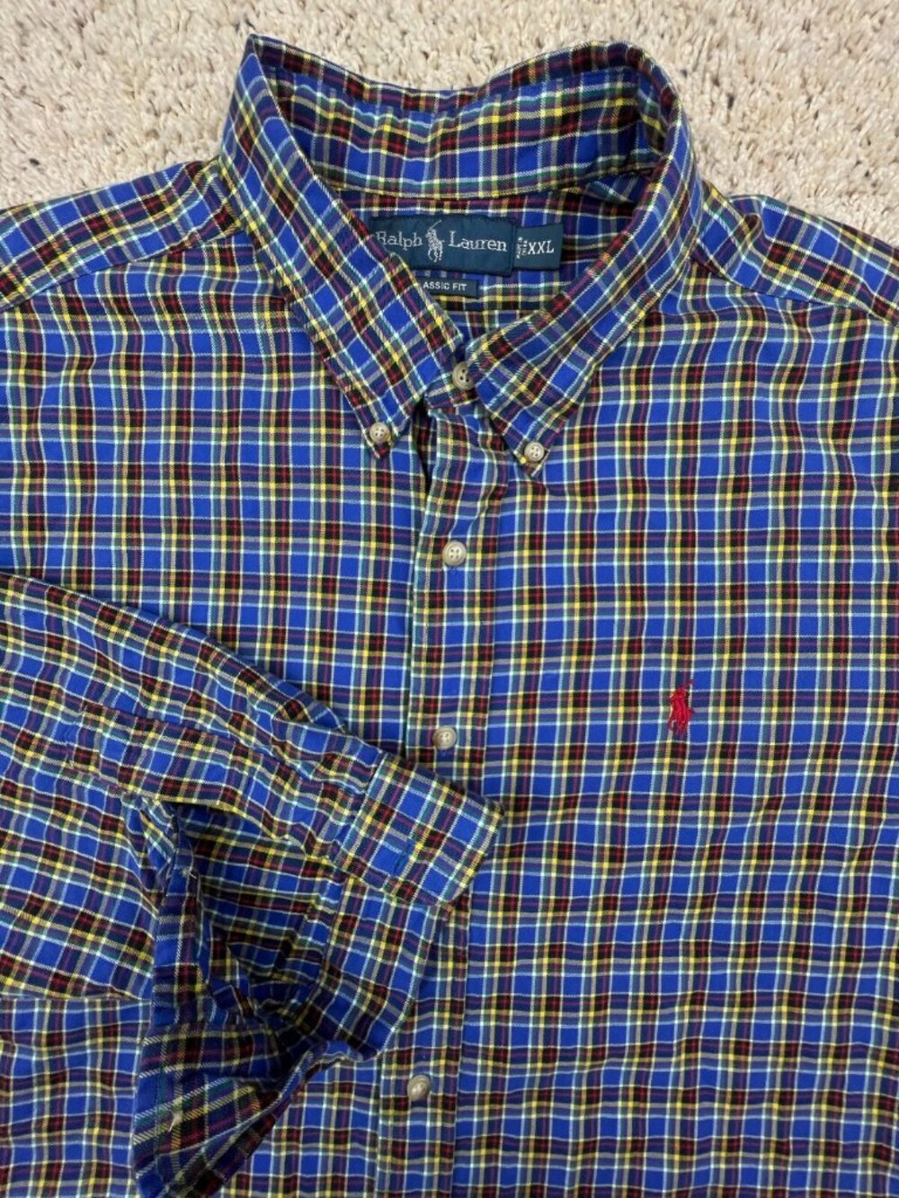 Ralph Lauren Size 2XL Multicolor Plaid Long Sleeve Button Up Shirt Classic Fit